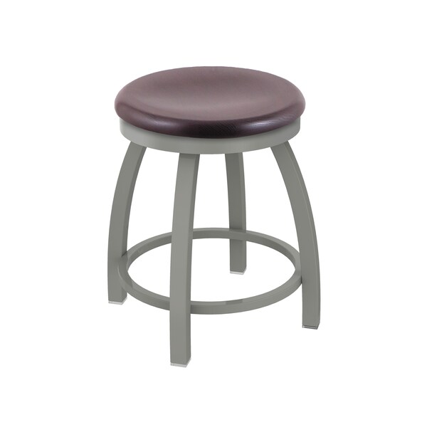 18" Swivel Vanity Stool, Nickel Finish, Dark Cherry Oak Seat